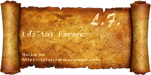 Létai Ferenc névjegykártya